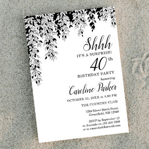 Silver Birch 40th Anniversary Surprise Birthday  Invitation