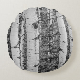 Silver Birch Tree Bark Round Cushion