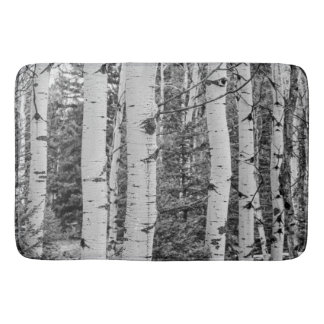 Silver Birch Tree Trunk Black and White Design Bath Mat
