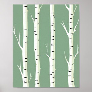 Silver Birch Trunks Poster