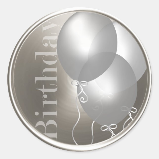 Silver Birthday Balloons Silver Envelope Seal (Front)