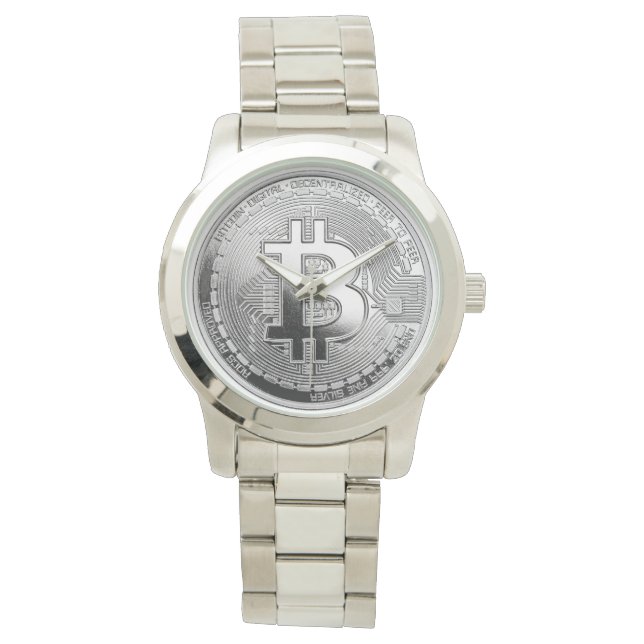 silver bitcoin watch (Front)