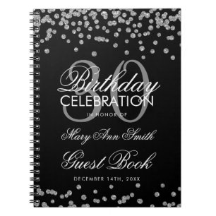 Silver Black 30th Birthday Guest Book Confetti