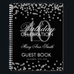Silver Black 40th Birthday Guestbook Confetti Notebook<br><div class="desc">An elegant 40th Birthday Party Guest Book template with Silver Glitter Confetti on Black design and easy to customise text.</div>