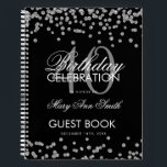 Silver Black 40th Birthday Guestbook Confetti Notebook<br><div class="desc">An elegant 40th Birthday Party Guest Book template with Silver Glitter Confetti on Black design and easy to customise text.</div>