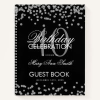 Silver Black 40th Birthday Guestbook Confetti