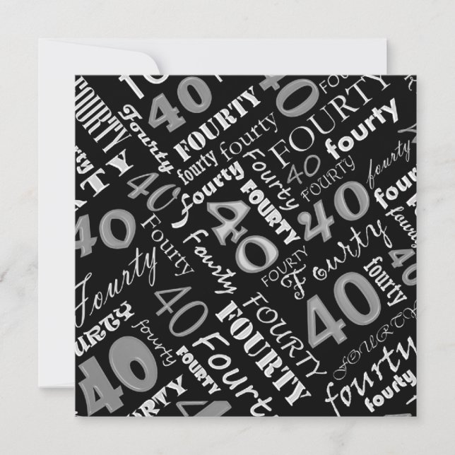 Silver & Black 40th Birthday Party Invitation (Front)