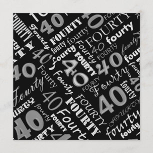 Silver & Black 40th Birthday Party Invitation