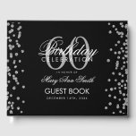 Silver Black 60th Birthday Glitter Confetti Guest Book<br><div class="desc">Elegant 60th Birthday Party Silver Glitter Confetti Black template.</div>