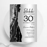 Silver Black Agate Surprise 30th Birthday Invitation<br><div class="desc">Black and silver agate surprise 30th birthday party invitation. Elegant modern design featuring rock stone marble geode background,  faux glitter silver and typography script font. Trendy invite card perfect for a stylish women's bday celebration. Printed Zazzle invitations or instant download digital printable template.</div>