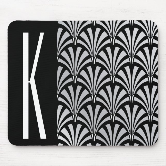 Silver & Black Art Deco Mouse Pad (Front)