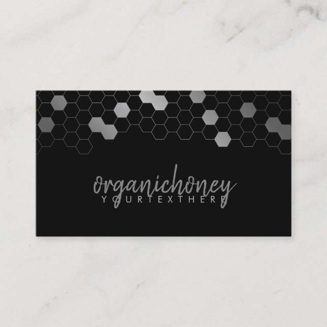 Silver Black Bee Farm Apiary Honeycomb Business Card (Front)