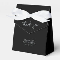 Silver & Black Brush Script Party Thank you Favour