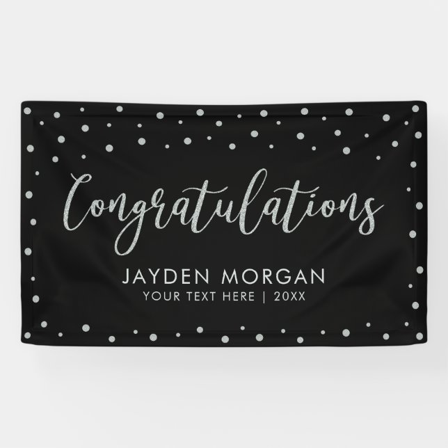 Silver & Black | Congratulations Party Event Banner (Horizontal)