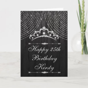 Silver Black Diamond Tiara Birthday Card