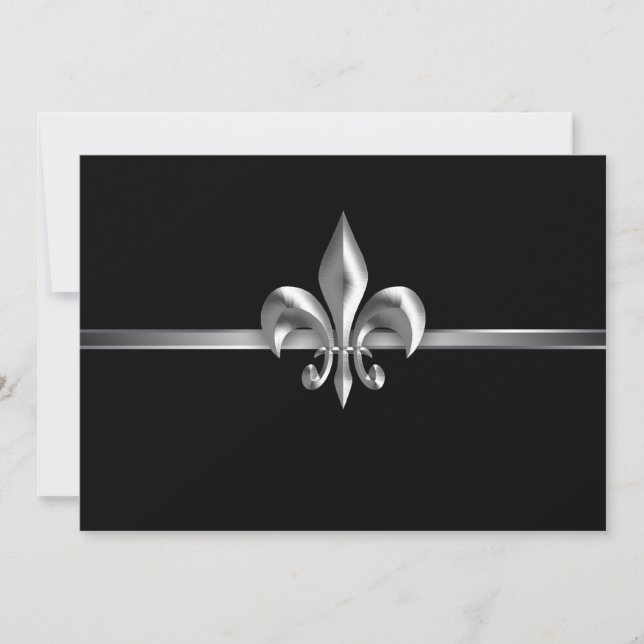 Silver Black Fleur de Lis Event I Invitation (Front)