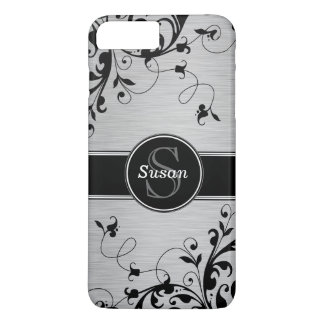 Silver Black Floral Swirls iPhone 8 Plus/7 Plus Case