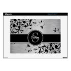 Silver Black Floral Swirls Personalised Laptop Ski