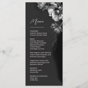 Silver Black Floral Wedding Menu