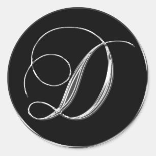 Silver Black Formal Wedding Monogram D Seal