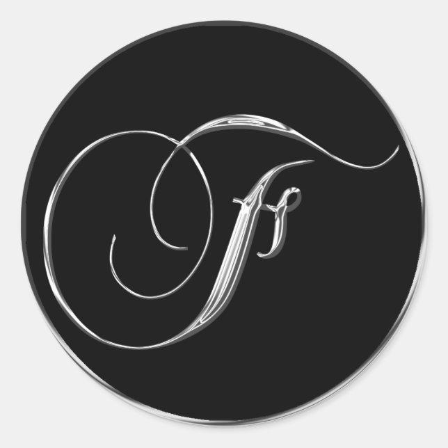 Silver Black Formal Weddings Monogram F Seal (Front)