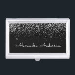 Silver Black Glitter and Sparkle Monogram Business Card Holder<br><div class="desc">Silver and Black Faux Luxury Chic Glam Glitter and Sparkle Elegant Girly Business Card Holder. This Business Card Holder can be customised to include your first and last name.</div>