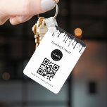 Silver Black Glitter Dripping Company Logo QR Code Key Ring<br><div class="desc">Promote your business with this cool keychain,  featuring custom logo,  QR code & text. Easily add your logo and other details by clicking on the "personalise" option.</div>
