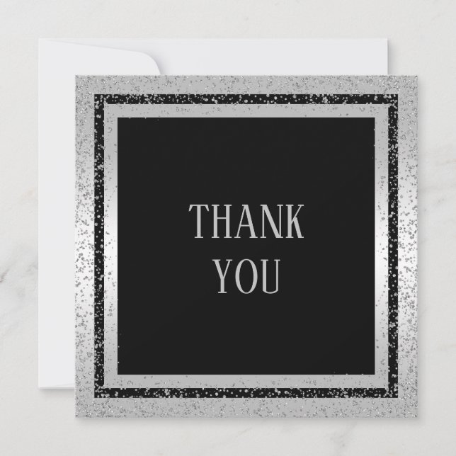 Silver & Black Glitter Framed Man's Thank You (Front)