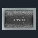 Silver Black Glitter Girly Monogram Name Belt Buckle<br><div class="desc">Silver and Black Sparkle Glitter Monogram Name Belt Buckle. This makes the perfect graduation,  sweet 16 16th,  18th,  21st,  30th,  40th,  50th,  60th,  70th,  80th,  90th,  100th birthday,  wedding,  bridal shower,  anniversary,  baby shower or bachelorette party gift for someone that loves glam luxury and chic styles.</div>