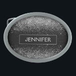 Silver Black Glitter Girly Monogram Name Belt Buckle<br><div class="desc">Silver and Black Sparkle Glitter Monogram Name Belt Buckle. This makes the perfect graduation,  sweet 16 16th,  18th,  21st,  30th,  40th,  50th,  60th,  70th,  80th,  90th,  100th birthday,  wedding,  bridal shower,  anniversary,  baby shower or bachelorette party gift for someone that loves glam luxury and chic styles.</div>