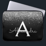 Silver Black Glitter Glam Chic Monogram Laptop Sleeve<br><div class="desc">Silver and Black Faux Glitter and Sparkle Elegant Monogram Case. This case can be customized to include your initial and first name.</div>