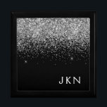 Silver Black Glitter Monogram Girly Name Gift Box<br><div class="desc">Black and Silver Sparkle Glitter Monogram Name Jewellery Keepsake Box. This makes the perfect graduation,  birthday,  wedding,  bridal shower,  anniversary,  baby shower or bachelorette party gift for someone that loves glam luxury and chic styles.</div>