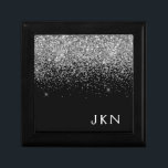 Silver Black Glitter Monogram Girly Name Gift Box<br><div class="desc">Black and Silver Sparkle Glitter Monogram Name Jewellery Keepsake Box. This makes the perfect graduation,  birthday,  wedding,  bridal shower,  anniversary,  baby shower or bachelorette party gift for someone that loves glam luxury and chic styles.</div>