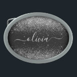 Silver Black Glitter Script Monogram Girly Name Belt Buckle<br><div class="desc">Black and Silver Sparkle Glitter Script Monogram Name Belt Buckle. This makes the perfect graduation,  sweet 16 16th,  18th,  21st,  30th,  40th,  50th,  60th,  70th,  80th,  90th,  100th birthday,  wedding,  bridal shower,  anniversary,  baby shower or bachelorette party gift for someone that loves glam luxury and chic styles.</div>