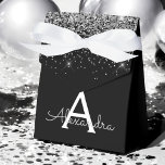 Silver Black Glitter & Sparkle Monogram Favour Box<br><div class="desc">Silver and Black Faux Glitter and Sparkle Elegant Gift Box. This Gift Box can be customised to include your initial and first name and makes a great birthday,  wedding,  bachelorette party,  bridal shower or baby shower gift box. Please contact the designer for customised matching items.</div>