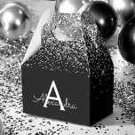 Silver Black Glitter & Sparkle Monogram Favour Box<br><div class="desc">Silver and Black Faux Glitter and Sparkle Elegant Gift Box. This Gift Box can be customised to include your initial and first name and makes a great birthday,  wedding,  bachelorette party,  bridal shower or baby shower gift box. Please contact the designer for customised matching items.</div>