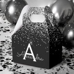 Silver Black Glitter & Sparkle Monogram Favour Box<br><div class="desc">Silver and Black Faux Glitter and Sparkle Elegant Gift Box. This Gift Box can be customised to include your initial and first name and makes a great birthday,  wedding,  bachelorette party,  bridal shower or baby shower gift box. Please contact the designer for customised matching items.</div>