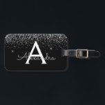 Silver Black Glitter & Sparkle Monogram Travel Luggage Tag<br><div class="desc">Silver and Black Glam Chic Luxury Faux Glitter and Sparkle Elegant Luggage Travel Tag for School or the office. These Travel Bag Tags can be customised to include your initial and first name.</div>