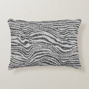Silver Black Glitz Zebra Glitter           Decorative Cushion