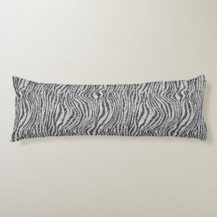 Silver Black Glitzy Zebra Print Glitter        Body Cushion