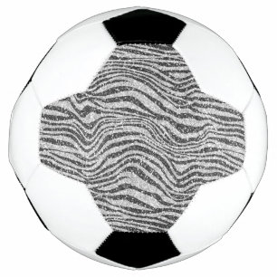 Silver Black Glitzy Zebra Print Glitter          Soccer Ball