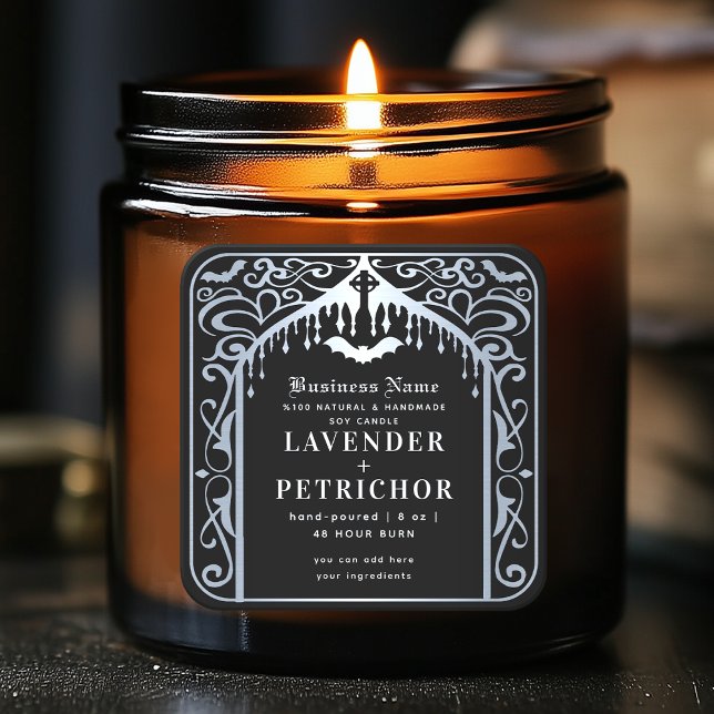 Silver Black Gothic Vampire Candle Product Label (Creator Uploaded)