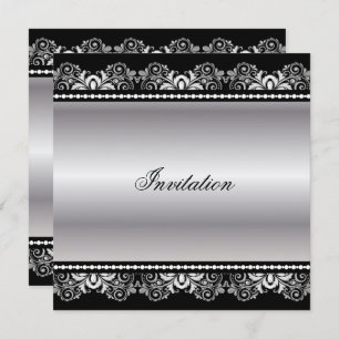 Silver Black Lace   Any Occasion Invitation