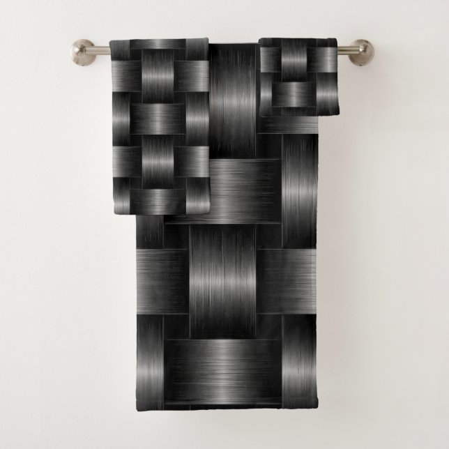 Silver Black Lattice Bath Towels (Insitu)