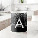 Silver Black Luxury Glitter Monogram Name Coffee Mug<br><div class="desc">Luxury Silver and Black Sparkle Glitter Monogram Name and Initial Coffee Mug. The mug makes the perfect gift for someone who loves stylish chic girly luxury!</div>