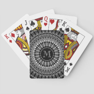 Silver Black Mandala Geometric Monogram Playing Cards