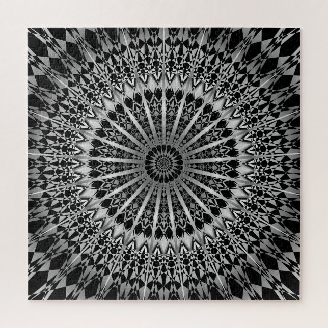 Silver Black Mandala Jigsaw Puzzle (Vertical)