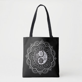 Silver & Black Mandala Tote Bag