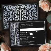Silver Black Mediaeval Sword Wedding RSVP