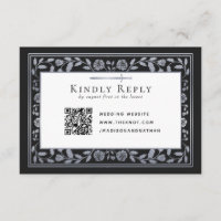 Silver Black Mediaeval Sword Wedding RSVP QR Code